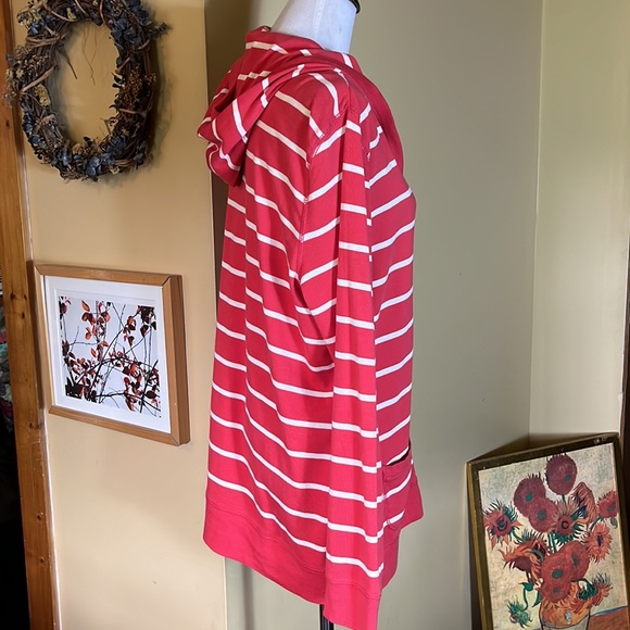 RALPH LAUREN Jeans Company Size XL 
Buttonfront Hoodie 100% Cotton Striped VNeck - Picture 4 of 14